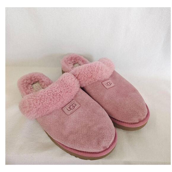 UGG Cozy Slippers Slide Mule Sheepskin Pink Size 11 Faux Fur SlipOn Casual House - Picture 2 of 12